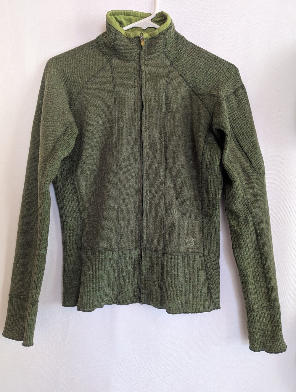 Women's XS Mountain Hardwear Green Zipper Cardigan Top Fleece Hiking Backpacking